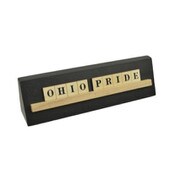 Wholesale - 8x2 OHIO PRIDE Print Puzzle Piece Blk Wedge Wood Stand Tabletop, UPC: 651961772064